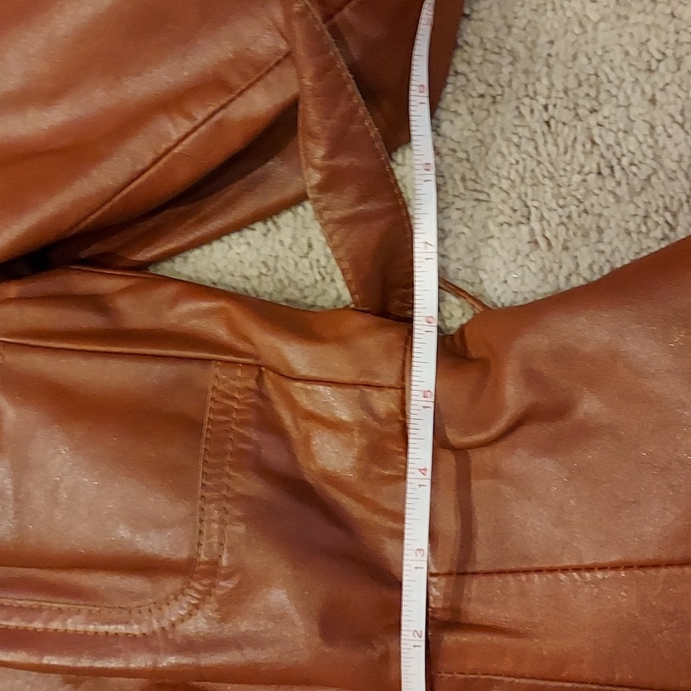 Ladies Brown Leather Long Coat - Picture 9 of 14